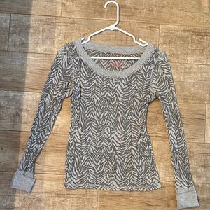 Jenni Vintage Y2K Gray Zebra Pattern Long Sleeve Top